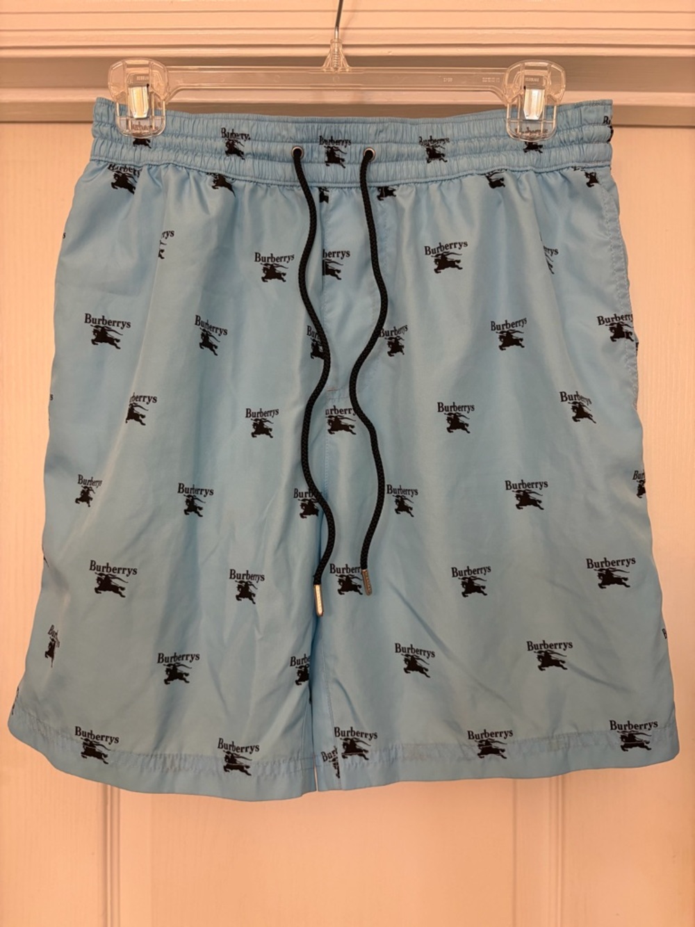 Burberry London Swim Shorts Trunks all over logo pattern Blue Men's Small